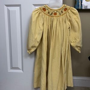 Girls yellow corduroy long sleeved dress